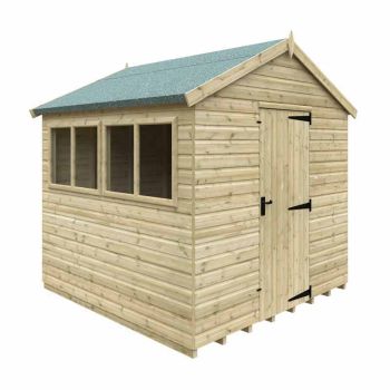 8 x 8 Feet Apex Premier 16mm Shed - Solid Wood/Softwood/Pine - L235 x W235 x H256.3 cm - Green