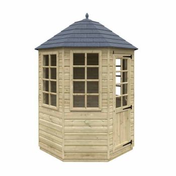 6 x 6 Feet Tanalised Octagonal 16mm Shed - Solid Wood/Softwood/Pine - L181 x W181 x H272 cm - Green
