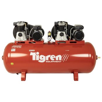 TIGREN 270ltr Tandem Belt-Driven Compressor - L52 x W118 x H145 cm