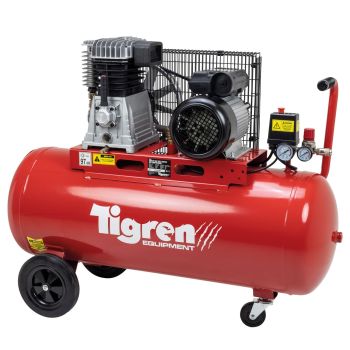 TIGREN 100ltr 3hp Belt-Driven Compressor - L103 x W35 x H75 cm