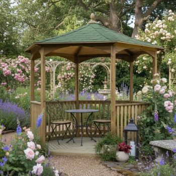 Brompton Lite Shingles - Tiled Gazebo (Medium) - L195 x W225 x H245 cm - Green - Floor not included