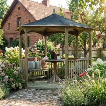 Brompton Lite Shingles - Tiled Gazebo (Large) - L230 x W265 x H249 cm - Black - Floor not included
