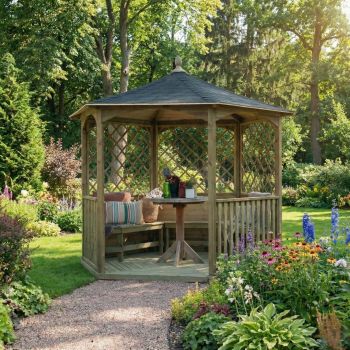Carleton Lite Shingles - Tiled Gazebo (Large) - L230 x W265 x H249 cm - Black - Floor not included