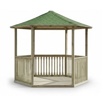 Galia Lite Shingles - Tiled Gazebo (Large) - L230 x W265 x H249 cm - Green - Floor not included