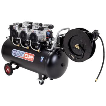 SIP QT AIR DD 4.5hp 200ltr Ultra Low Noise Compressor & Hose Reel Package - L137.5 x W102 x H131.5 cm
