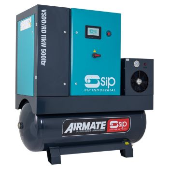 SIP VSDD/RD 11kW 8bar 500ltr 400v Rotary Screw Compressor with Dryer - L188 x W82 x H185 cm