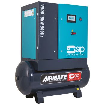 SIP VSDD 15kW 10bar 500ltr 400v Rotary Screw Compressor - L188 x W82 x H175 cm