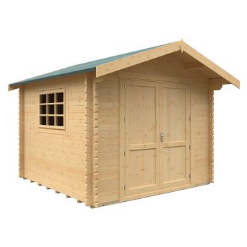10x10w Marlborough Plus 44mm Cabin - L295 x W295 x H261.6 cm - Solid Wood/Softwood/Pine - Natural
