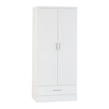 Nevada 4 Door 2 Drawer Mirrored Wardrobe - L52 x W154 x H182.5 cm - White Gloss