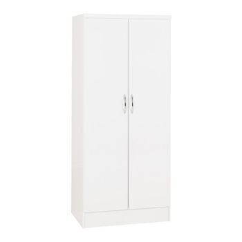 Nevada 2 Door All Hanging Wardrobe - L52 x W78 x H182.5 cm - White Gloss