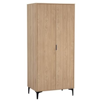Miami 2 Door Wardrobe - L55 x W181.5 x H80 cm - Oak Effect/Black