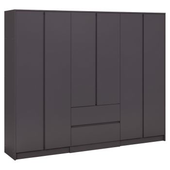 Malvern 6 Door 2 Drawer Wardrobe - L50 x W179.5 x H225 cm - Grey