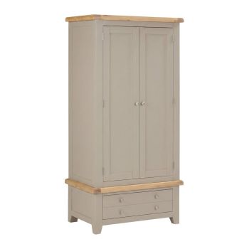 Windsor 2 Door 1 Drawer Wardrobe - L56 x W90 x H190 cm - Putty/Oak