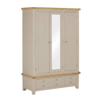 Windsor 3 Door 2 Drawer Wardrobe - L56 x W130.5 x H190 cm - Putty/Oak