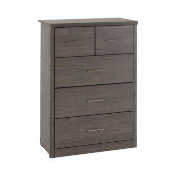 Lisbon 3+2 Drawer Chest - L40 x W80.5 x H114 cm - Black Wood Grain
