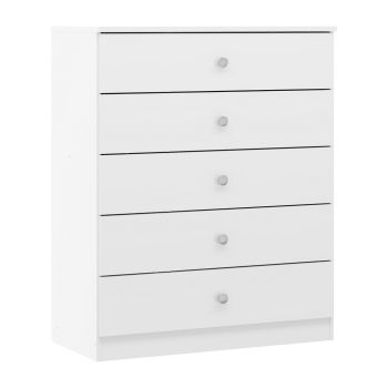 Denver 5 Drawer Chest - L36 x W75 x H92 cm - White Gloss