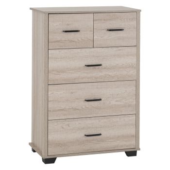 Oliver 3+2 Drawer Chest of Drawers - L40 x W116 x H80 cm - Light Oak