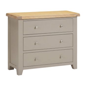 Windsor 3 Drawer Chest - L40 x W97 x H81 cm - Putty/Oak