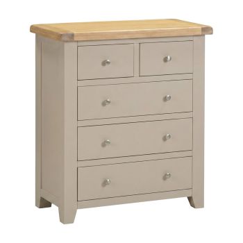 Windsor 3+2 Drawer Chest - L40 x W85 x H96.5 cm - Putty/Oak
