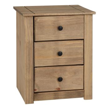 Multi Pack of 2 - Panama 3 Drawer Bedside Table - L40.5 x W57 x H46.5 cm - Natural Wax