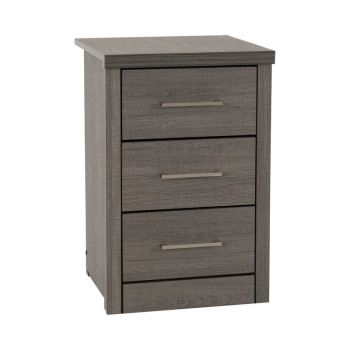 Lisbon 3 Drawer Bedside - L40 x W40 x H61 cm - Black Wood Grain