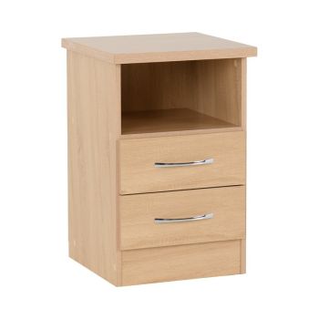 Nevada 2 Drawer Bedside - L40 x W40 x H61 cm - Sonoma Oak Effect