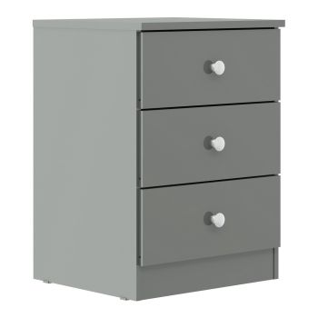 Denver 3 Drawer Bedside Table - L36 x W55.5 x H40 cm - Grey Gloss