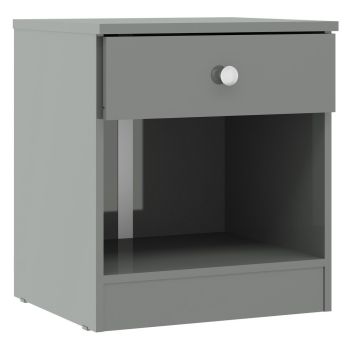 Denver 1 Drawer Bedside Table - L36 x W45.5 x H40 cm - Grey Gloss