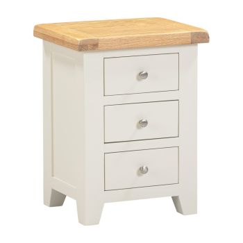 Windsor 3 Drawer Bedside - L37 x W47 x H62.5 cm - Ivory/Oak