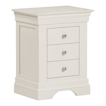 Multi Pack of 2 - Bordeaux 3 Drawer Bedside Table - L38 x W64 x H50 cm - Ivory