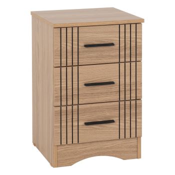 Tessa 3 Drawer Bedside Table - L40 x W61 x H40 cm - Natural Oak