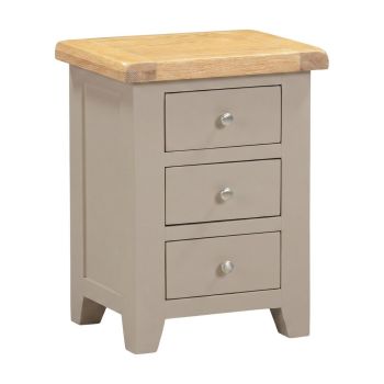 Windsor 3 Drawer Bedside Table - L37 x W47 x H62.5 cm - Putty/Oak