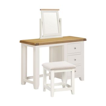 Windsor 3 Drawer Dressing Table Set - L44 x W107 x H75 cm - Ivory/Oak/Oat