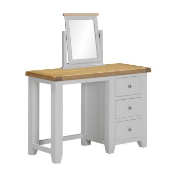 Windsor 3 Drawer Dressing Table & Mirror - L44 x W75 x H107 cm - Pebble Grey/Oak