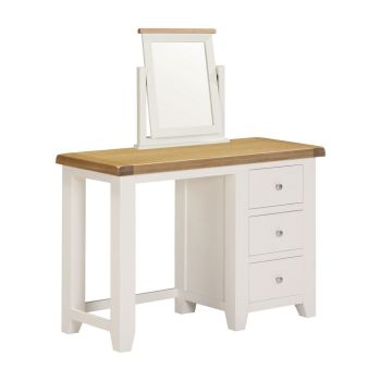 Windsor 3 Drawer Dressing Table & Mirror - L44 x W75 x H107 cm - Ivory/Oak