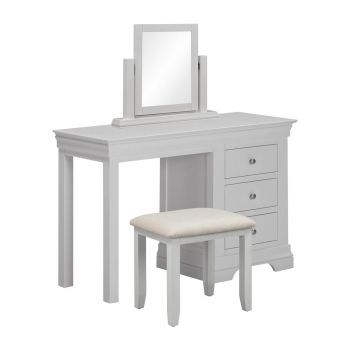 Bordeaux 3 Drawer Dressing Table Set - L44.5 x W76 x H115 cm - Pebble Grey/Oat