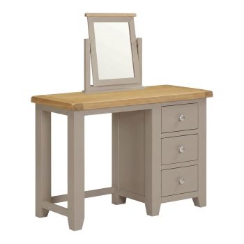 Windsor 3 Drawer Dressing Table And Mirror - L44 x W107 x H75 cm - Putty/Oak