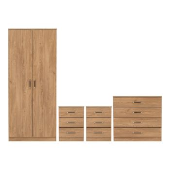 Dakota 2 Door Wardrobe Bedroom Set - Oak