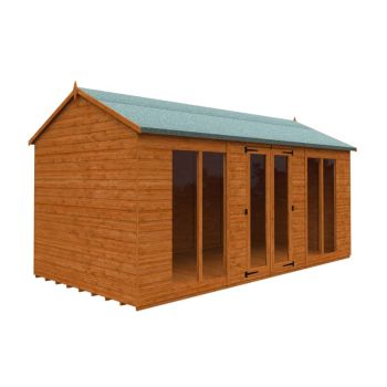 16 x 8 Feet Full Pane Workman Apex 12mm Shed - Solid Wood/Softwood/Pine - L475 x W235 x H254.5 cm - Burnt Orange