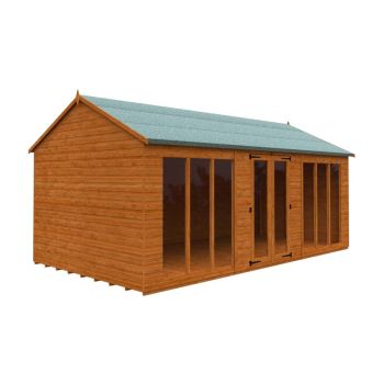 18 x 10 Feet Full Pane Workman Apex 12mm Shed - Solid Wood/Softwood/Pine - L535 x W295 x H268.5 cm - Burnt Orange
