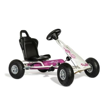 Air Runner Go Kart with Pneumatic Tyres and Electronic Steering Wheel - L102 x W60 x H64 cm - Pink/White
