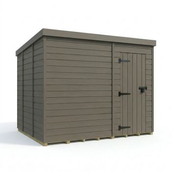 10ft x 9ft Composite Pent Garden Shed Single Door No Windows - Composite - L305 x W274 x H210 cm - Grey