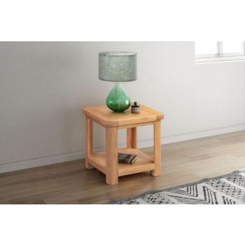 Bologna Lamp Table with Shelf - D50 x W50 x H50 cm - Oak