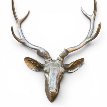 51cm Stag Deer Head - Wall Decoration - Resin - L28 x W42 x H60 cm - Silver