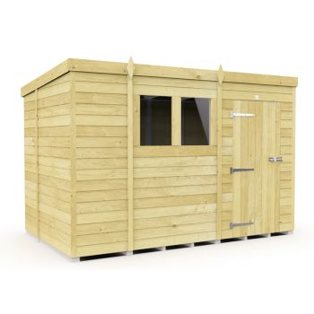 11 x 7 Feet Pent Shed - Single Door With Windows - Wood - L214 x W329 x H201 cm