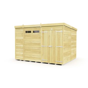 11 x 8 Feet Pent Security Shed - Double Door - Wood - L231 x W329 x H201 cm