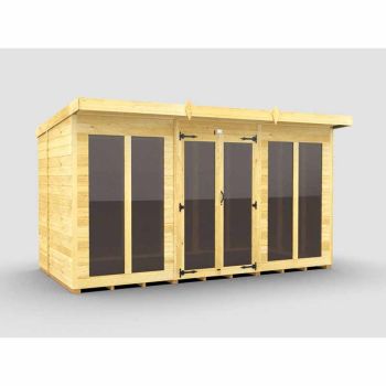 12ft x 6ft Pent Summer House (Full Height Window) - Wood - L178 x W358 x H201 cm