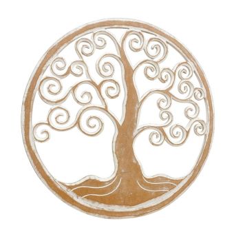 100cm Hand Carved Wooden Round Tree of Life - L3 x W100 x H100 cm