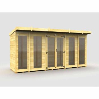 14ft x 4ft Pent Summer House (Full Height Window) - Wood - L118 x W417 x H201 cm