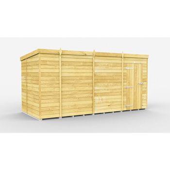14 x 7 Feet Pent Shed - Single Door Without Windows - Wood - L214 x W417 x H201 cm